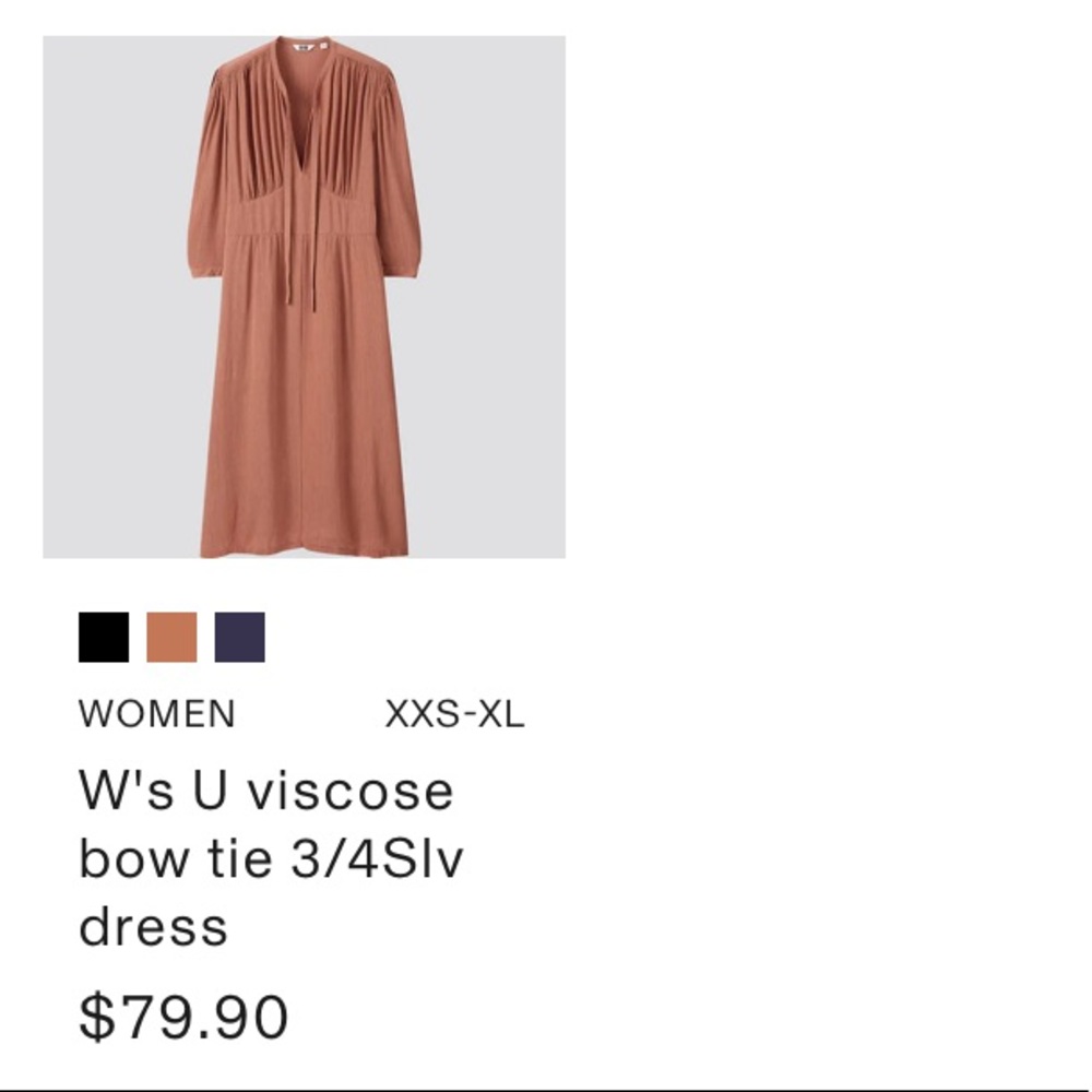 Lemaire x Uniqlo Viscose Bow Tie 3/4 Sleeve Dress - Picture 4 of 10